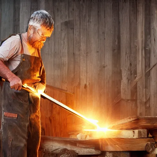 Prompt: A wood cutter striking an old wooden building with his mighty axe,bright lighting , digital art , highly detailed , high contrast, beautiful lighting, award winning , trending on art station, 8k, photo realistic