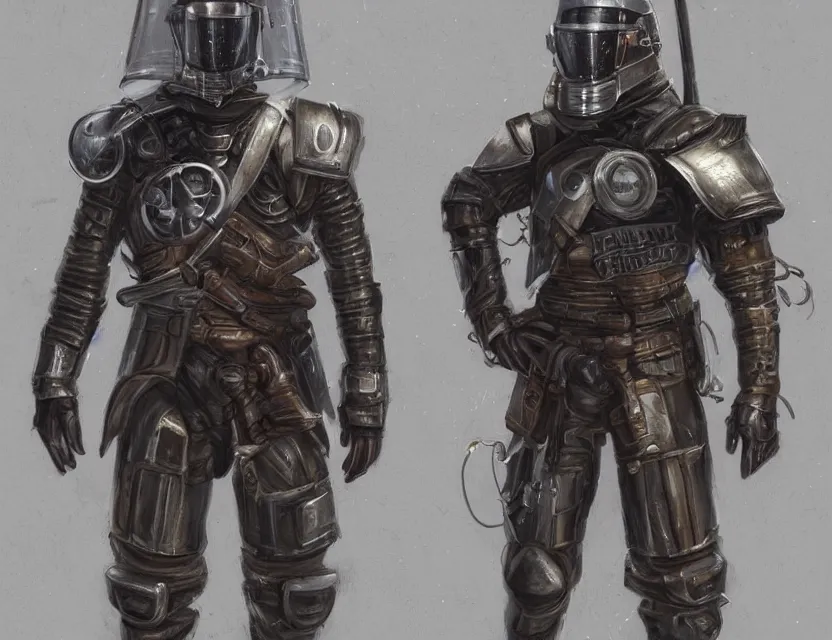 Image similar to a detailed portrait painting of a lone bounty hunter wearing cloth a flight suit and a reflective visor. Head and chest only. Dieselpunk elements. Movie scene, cinematic sci-fi scene. Flight suit, cloth and metal, accurate anatomy. Samurai influence, knight influence. fencing armour. portrait symmetrical and science fiction theme with lightning, aurora lighting. clouds and stars. Atmospheric. Futurism by moebius beksinski carl spitzweg moebius and tuomas korpi. baroque elements. baroque element. intricate artwork by caravaggio. Oil painting. Trending on artstation. 8k