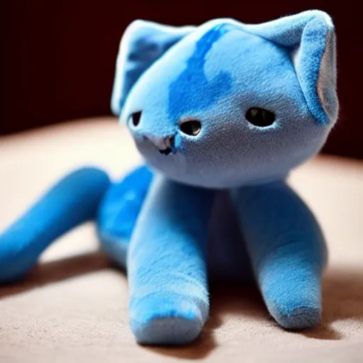 Image similar to a blue kitten made of plush, cute