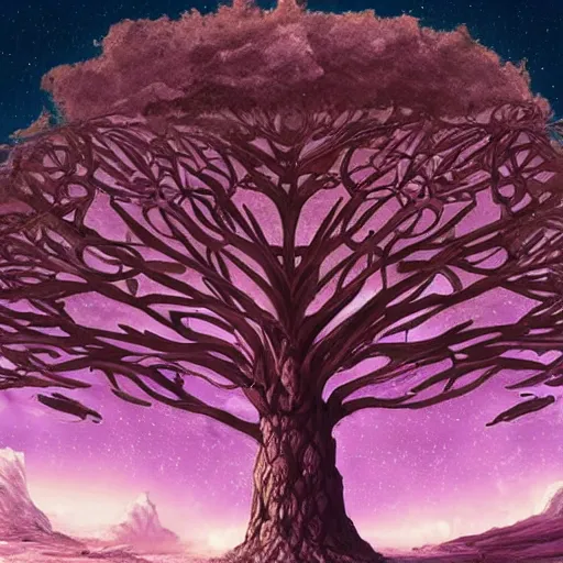 Image similar to giant tree of life on the moon, artstation, detailed, digital art