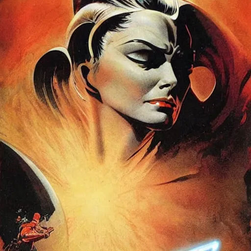 Image similar to starwars goddess perfect face coherent by frank frazetta