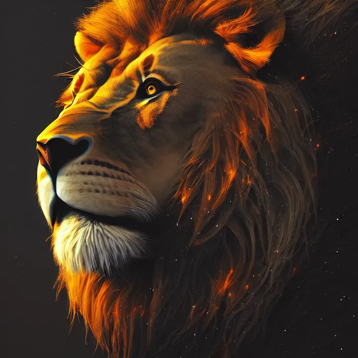 Image similar to lion. intricate abstract. intricate artwork. by Tooth Wu, wlop, beeple, dan mumford. octane render, trending on artstation, greg rutkowski, very coherent symmetrical artwork. cinematic, hyper realism, high detail, octane render, 8k, iridescent accents, deep blacks