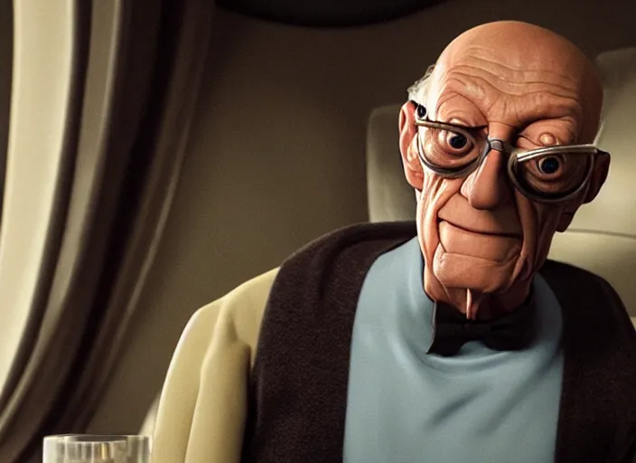 Prompt: film still of real life professor farnsworth in the new scifi movie, 4 k