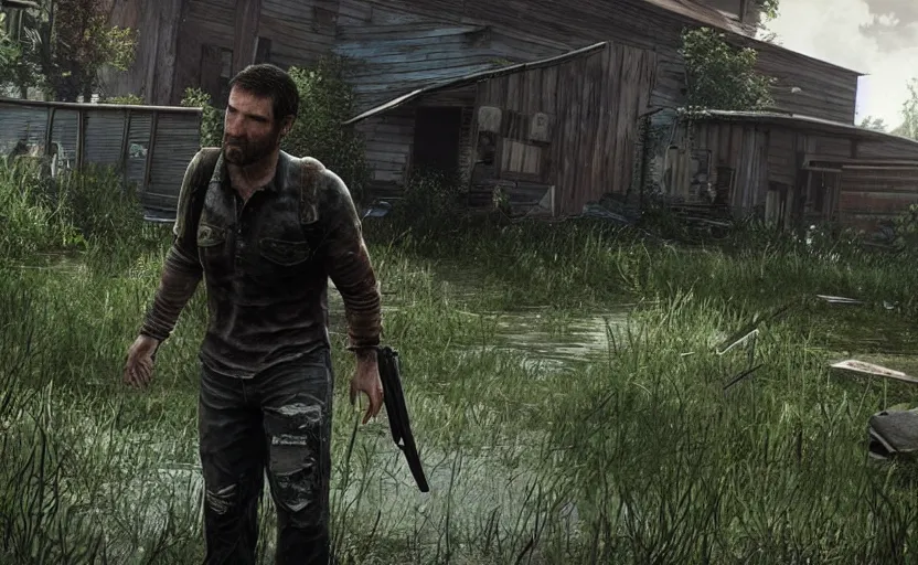 Image similar to a screenshot of trent reznor as joel in the last of us