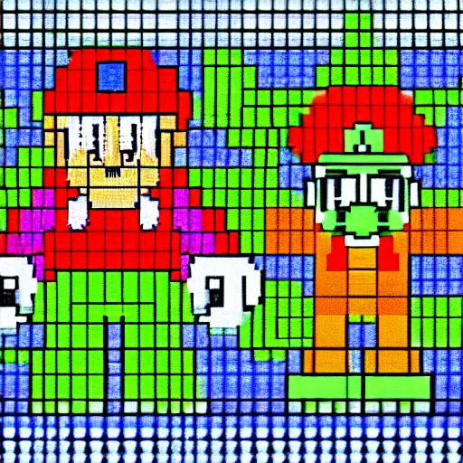 Prompt: 8 bit pixel art redwood forest, mario brothers, sonic