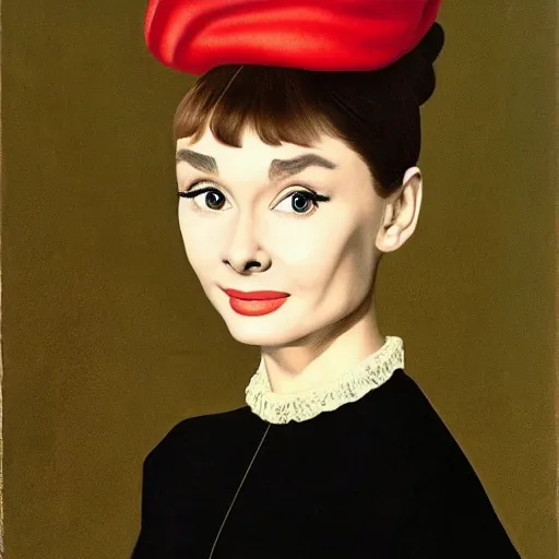 Image similar to audrey hepburn art by jan van eyck