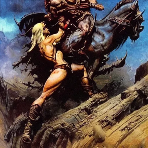 Prompt: Frank Frazetta art,epic fantasy,extremely detailed!!!!!!!!!!!