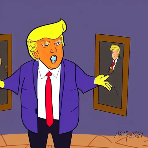 Image similar to A portrait of Donald Trump as a Disney princess, in the style of a Disney cartoon