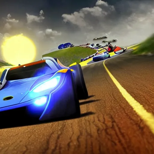 Prompt: a concept art of racing game