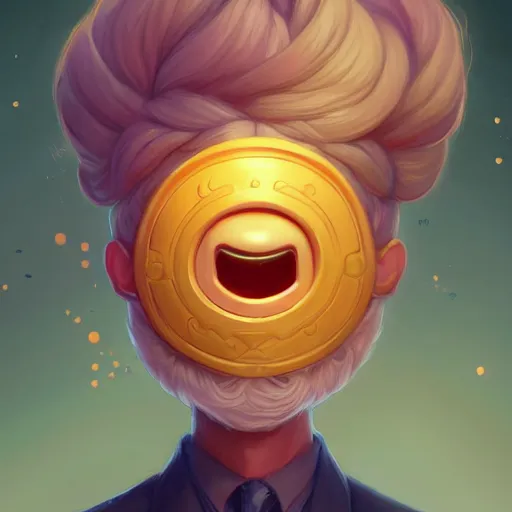 Image similar to a portrait of the happy mask salesman, art by lois van baarle and loish and ross tran and rossdraws and sam yang and samdoesarts and artgerm and saruei and disney, digital art, highly detailed, intricate, sharp focus, trending on artstation hq, deviantart, unreal engine 5, 4 k uhd image