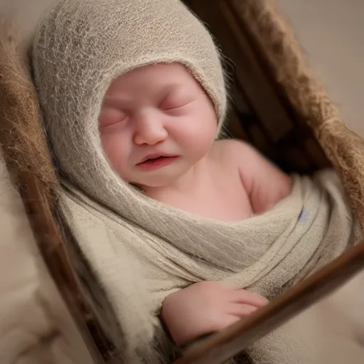 Prompt: baby in traditional cradle board, unreal 5, hyper realistic, realistic, photo realistic, dynamic lighting, highly detailed, cinematic landscape, studio landscape, studio lighting