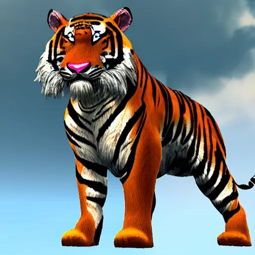Prompt: a tiger in the style of the video game the lord of the rings online
