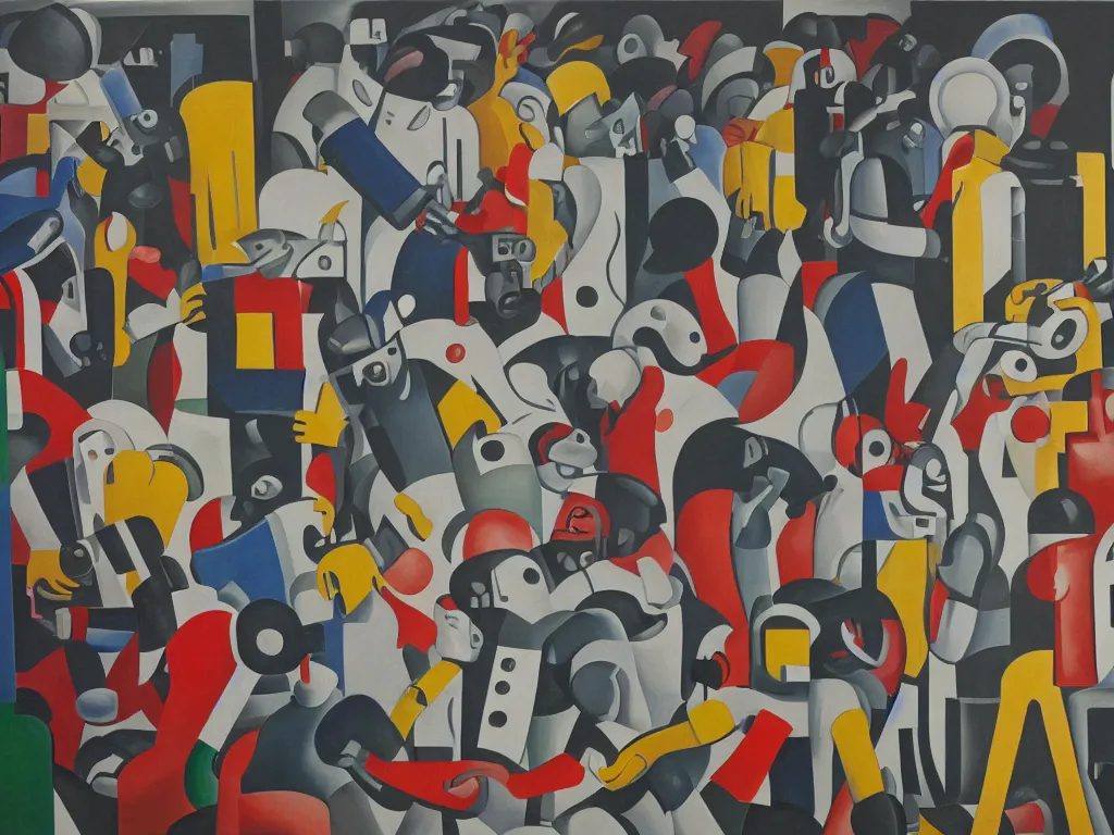 Image similar to painting of economic devastation due to robots replacing in the style of fernand leger, high detail, 8 k, moma