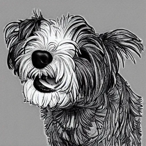 Image similar to a wire hair terrier highly detailed black and white “ katsuhiro otomo ” akira manga