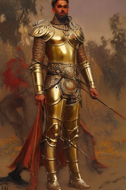 Image similar to male wearing armor, hinduism, painting by gaston bussiere, greg rutkowski, j. c. leyendecker, tom of finland