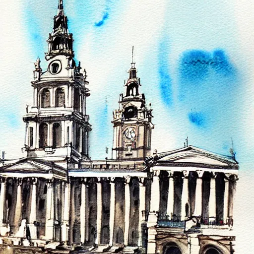 Image similar to watercolor painting of philadelphia city hall