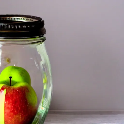 Image similar to an apple inside a jar