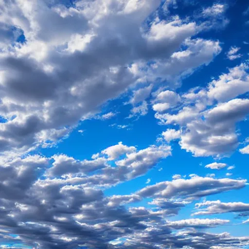 Prompt: a beautiful trail of altocumulus clouds across the sky, beautiful, award - winning, digital art, blue sky