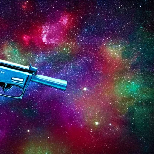 Image similar to a gun shooting colorful cosmos