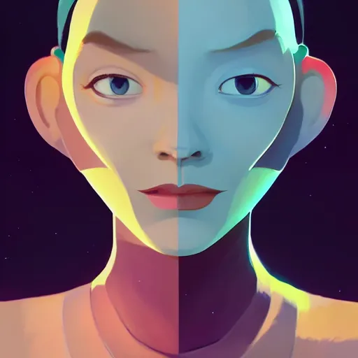 Image similar to face icon stylized minimalist the day the earth stood still 1 9 5 1, loftis, cory behance hd by jesper ejsing, by rhads, makoto shinkai and lois van baarle, ilya kuvshinov, rossdraws global illumination