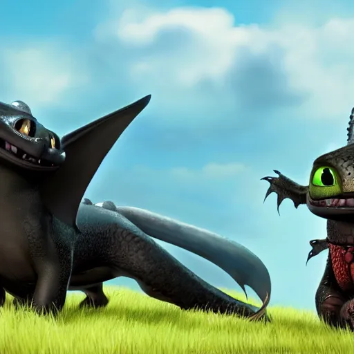 Prompt: high res Toothless with red eyes from how to train your dragon 4k