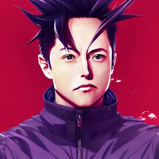 Image similar to anime portrait of elon musk as an anime boy by Stanley Artgerm Lau, WLOP, Rossdraws, James Jean, Andrei Riabovitchev, Marc Simonetti, and Sakimichan, trending on artstation