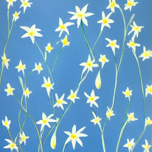 Prompt: painting of a field of light blue lilys, matte