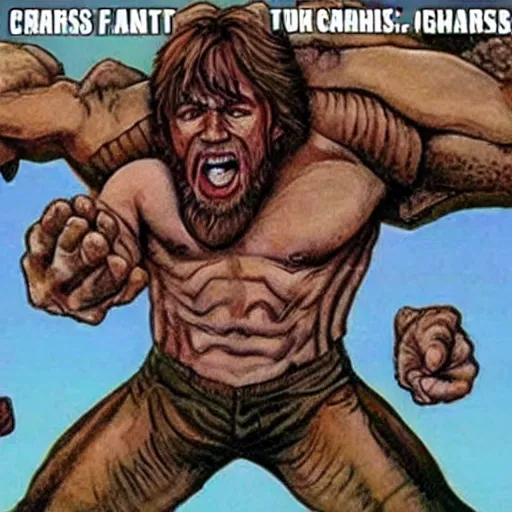 Image similar to chuck norris Fight with the giants cthulhu