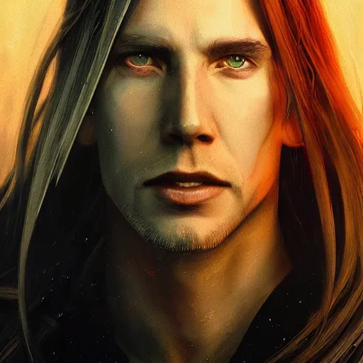 Image similar to menacing sephiroth portrait, atmospheric lighting, painted, intricate, volumetric lighting, beautiful, rich deep colors masterpiece, golden hour, sharp focus, ultra detailed, by leesha hannigan, ross tran, thierry doizon, kai carpenter, ignacio fernandez rios