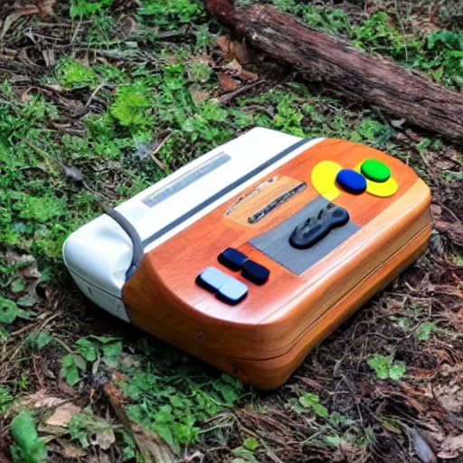 Prompt: a wooden snes in the forest