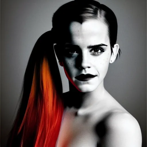 Image similar to Portrait of Emma Watson as Harley Quinn, by Martin Schoeller