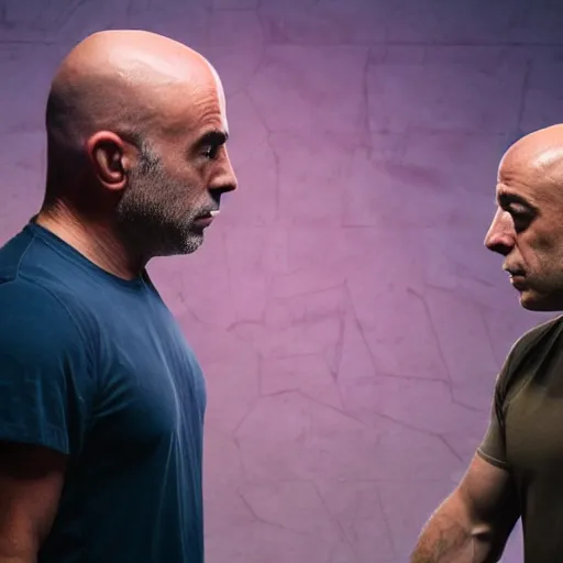 Prompt: joe rogan interviewing an inter - dimensional dmt alien, octane render