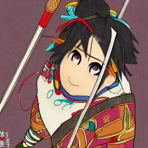 Prompt: Ganyu from Genshin nocking an arrow on her bow, pixiv art