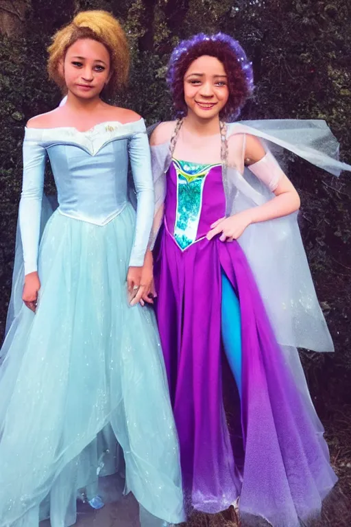 Prompt: Rue and Jules from Euphoria as Anna and Elsa