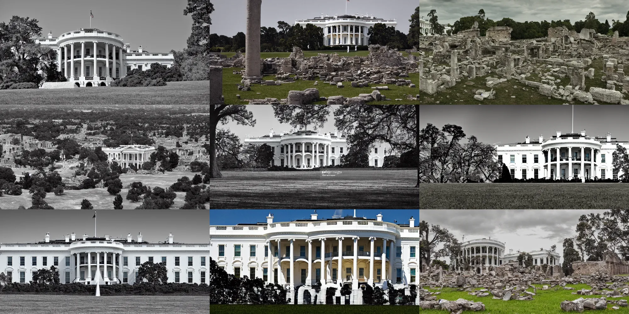 Prompt: the White House as ancient ruins, 4K