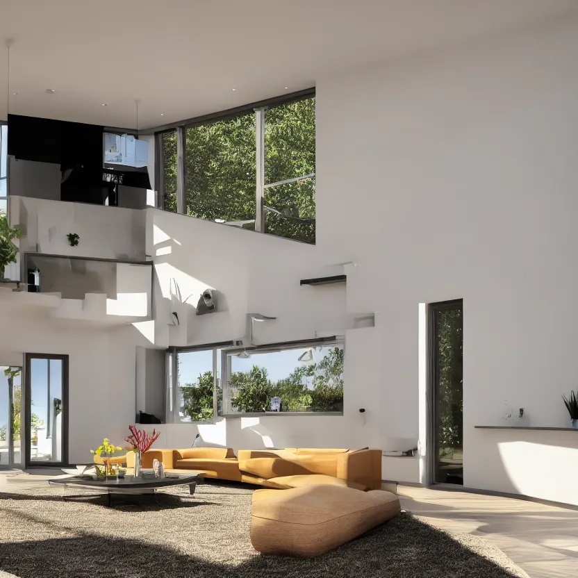 Image similar to Interior photograph of a bright modern house, 8k, ultra HD