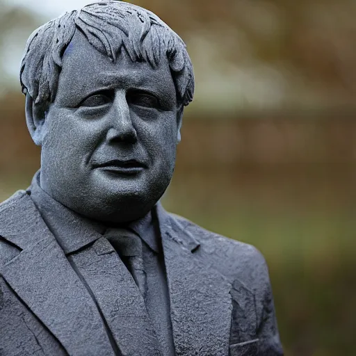 Prompt: a stone sculpture of boris johnson