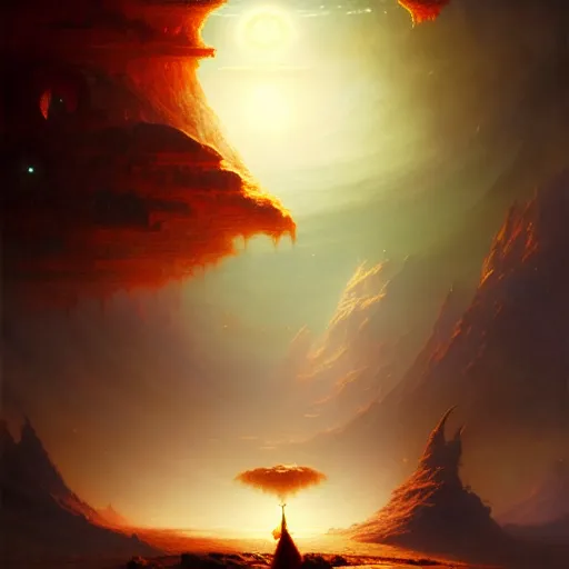 Image similar to giant shining crescent in a magic fluffy persian carpet dimension, by greg rutkowski and gaston bussiere, dim lighting, beautiful volumetric - lighting - style atmosphere, surreal atmosphere, intricate, detailed, photorealistic imagery, artstation