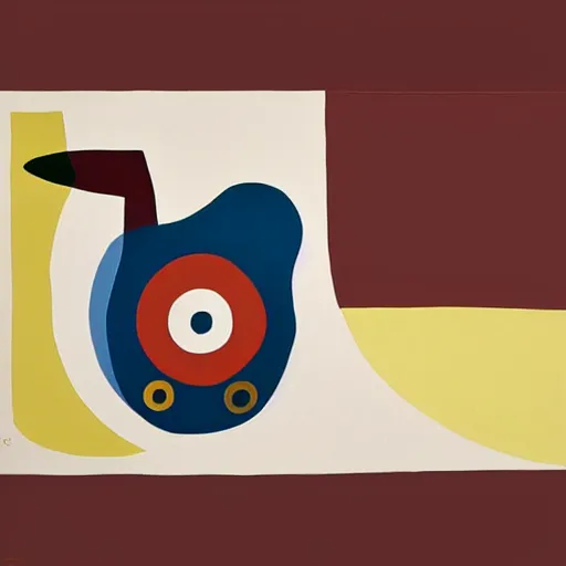 Image similar to A painting of a rotary dial phone, abstract painting in the style of Sophie Taeuber-Arp and Gary Hume and Tatsuro Kiuchi, flat colour-block style, geometric abstraction, dark earthy colours