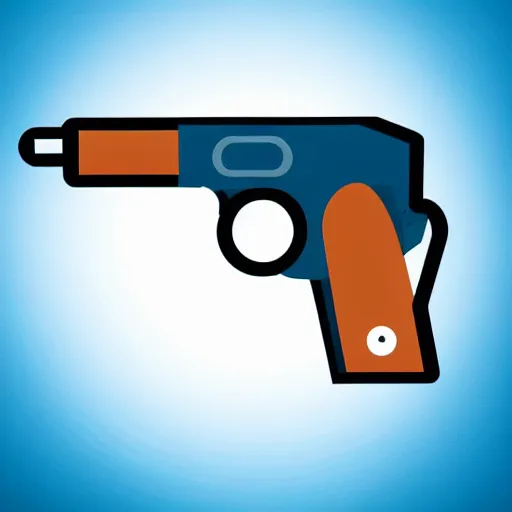 Image similar to a cute chubby gun stylized digital art, minimalistic, blue scheme, mobile game, arstation