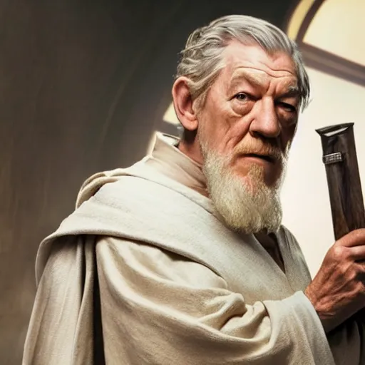 Image similar to Ian McKellen as Obi-Wan Kenobi, 4k, UHD