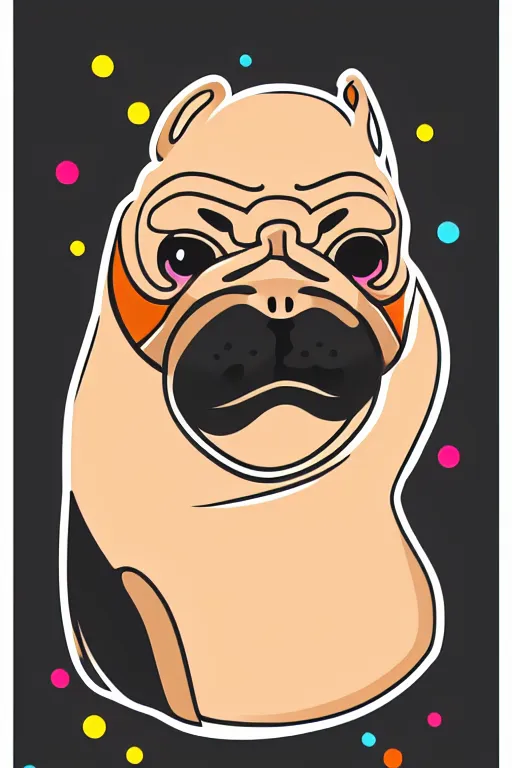 Image similar to Sumo wrestler pug, sticker, colorful, illustration, highly detailed, simple, smooth and clean vector curves, no jagged lines, vector art, smooth