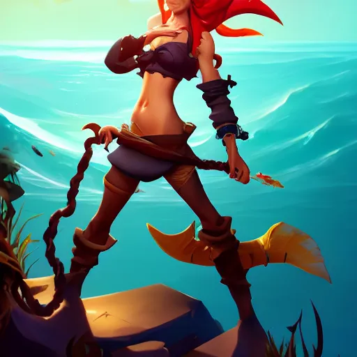 Image similar to jack the pirate mermaid on sea of thieves game avatar hero, behance hd by jesper ejsing, by rhads, makoto shinkai and lois van baarle, ilya kuvshinov, rossdraws global illumination