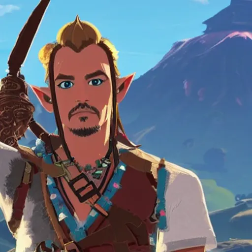 Prompt: Johnny Depp in Zelda Breath of the Wild