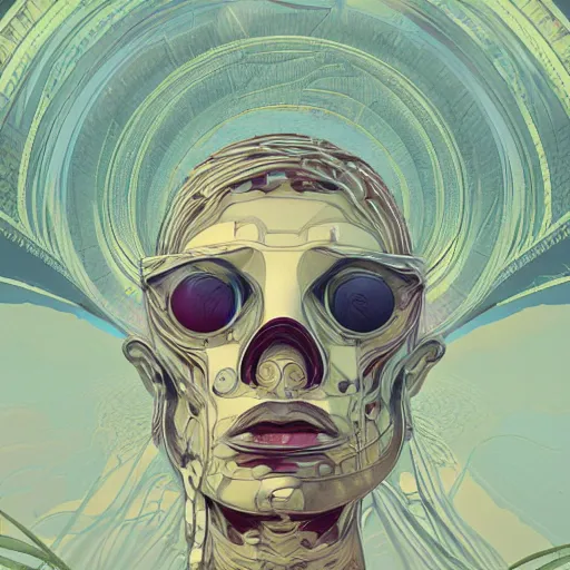 Image similar to Petros Afshar, minimalistic, hyperrealistic surrealism, award winning masterpiece with incredible details, epic stunning, infinity pool mirrors, a surreal vaporwave liminal space with mirrors, highly detailed, trending on ArtStation, artgerm and greg rutkowski and alphonse mucha, daily deviation, IAMAG, broken giant marble head statue ruins, nightscape, milkyway