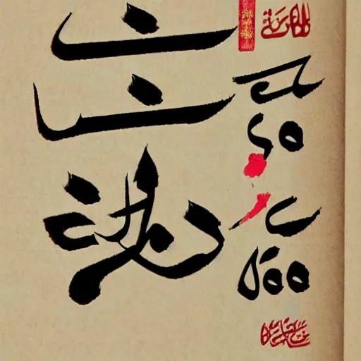 Image similar to poem written in arabic chinese script