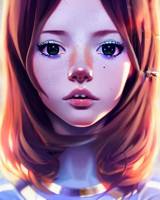 Prompt: portrait Anime space cadet girl, cute-fine-face, pretty face, realistic shaded Perfect face, fine details. Anime. realistic shaded lighting by Ilya Kuvshinov Giuseppe Dangelico Pino and Michael Garmash and Rob Rey, IAMAG premiere, aaaa achievement collection, elegant freckles, fabulous, eyes open in wonder, brunette hair