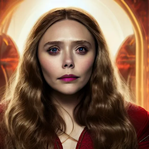 Image similar to A portrait of elizabeth olsen as the scarlet witch, 8k resolution