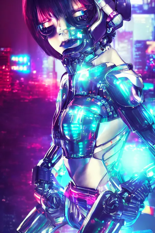 Image similar to a highly detailed portrait of a kpop idol mecha lady in spiked cyberpunk bioarmor trending on artstation by yoshitake amano, holographic undertones, octane rendered, highly saturated colors, futuristic, 2 k aesthetic, dramatic lighting, 4 k