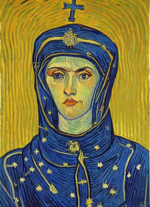 Prompt: !! portrait of a byzantine empress!! by van gogh, detailed face, symmetrical painting, beautiful expressionist oil painting masterpiece, 8 k resolution, smooth, sharp focus, pastel color palette, trending on artstation